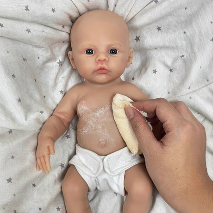 30cm weiches Silikon-Reborn-Baby-Mädchen mit blauen Augen und lila Kleidung - Meadow