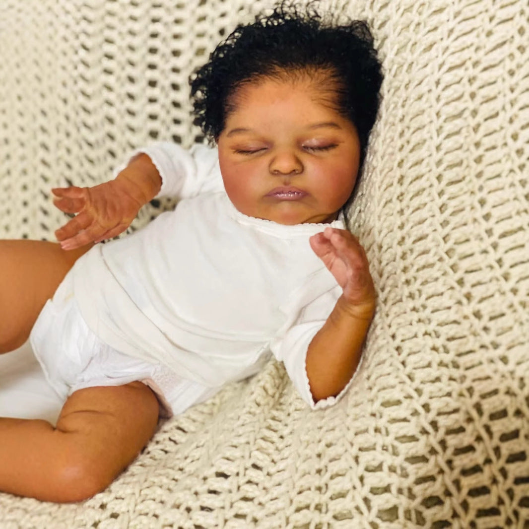 Elsie 19 Zoll lebensechte geschlossene Augen dunkle Haut Reborn Puppe-Laura