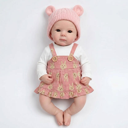30 cm Bettie Reborn-Baby aus Vollsilikon im rosa Kleid