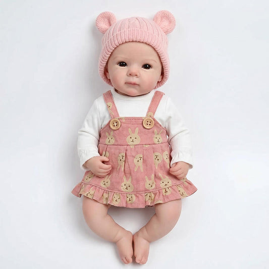 30 cm Bettie Reborn-Baby aus Vollsilikon im rosa Kleid