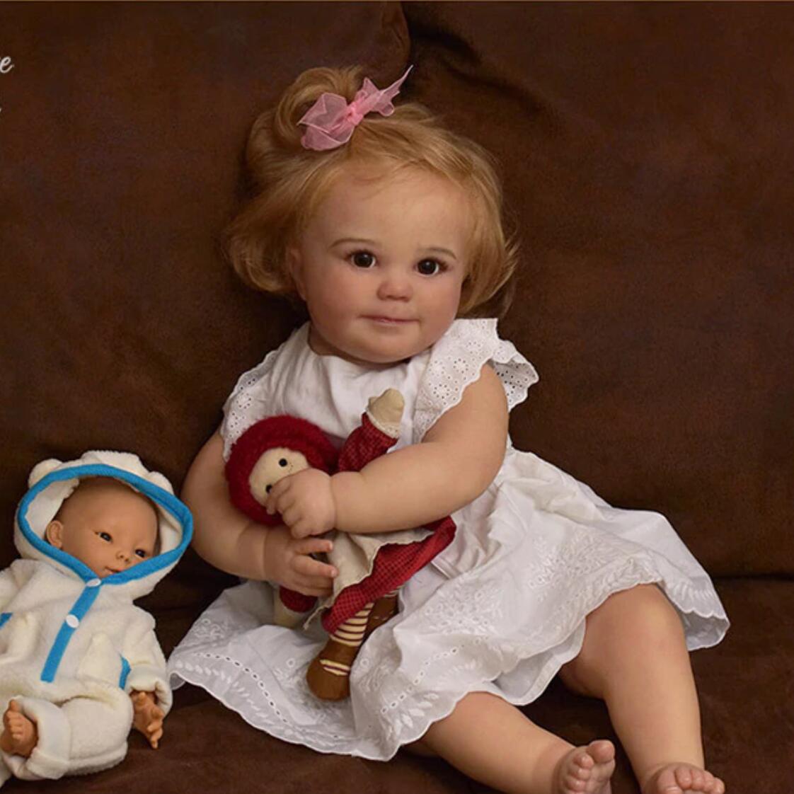 May 60 cm offene Augen blondes Haar Reborn Puppe-June Awake