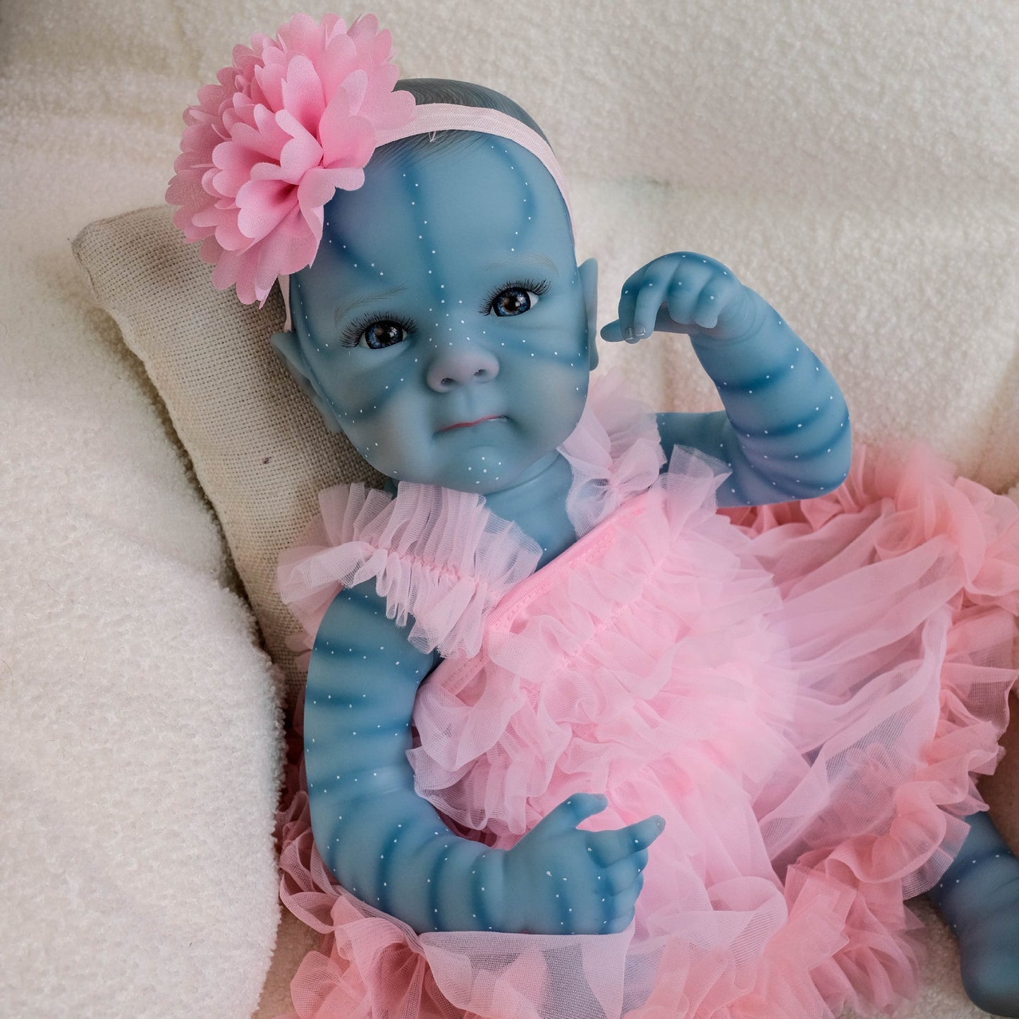 18 Zoll Bettie Reborn Avatar-Puppe mit offenen Augen im rosa Kleid