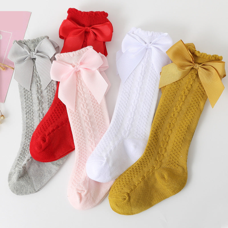 Knielange Kindersocken mit Schleife