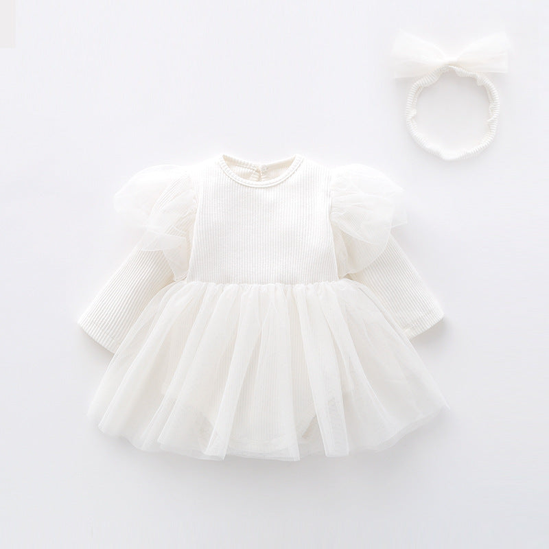 Langärmeliges Trägerkleid und Haarband 2-teiliges Set für 22-Zoll-Puppen