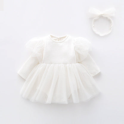 Langärmeliges Trägerkleid und Haarband 2-teiliges Set für 22-Zoll-Puppen
