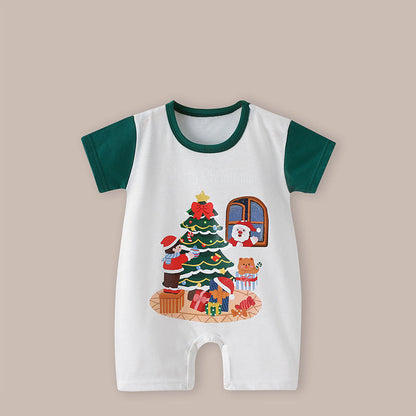 Weihnachtlicher kurzärmliger Strampler für 22-24 Zoll Reborn-Puppen