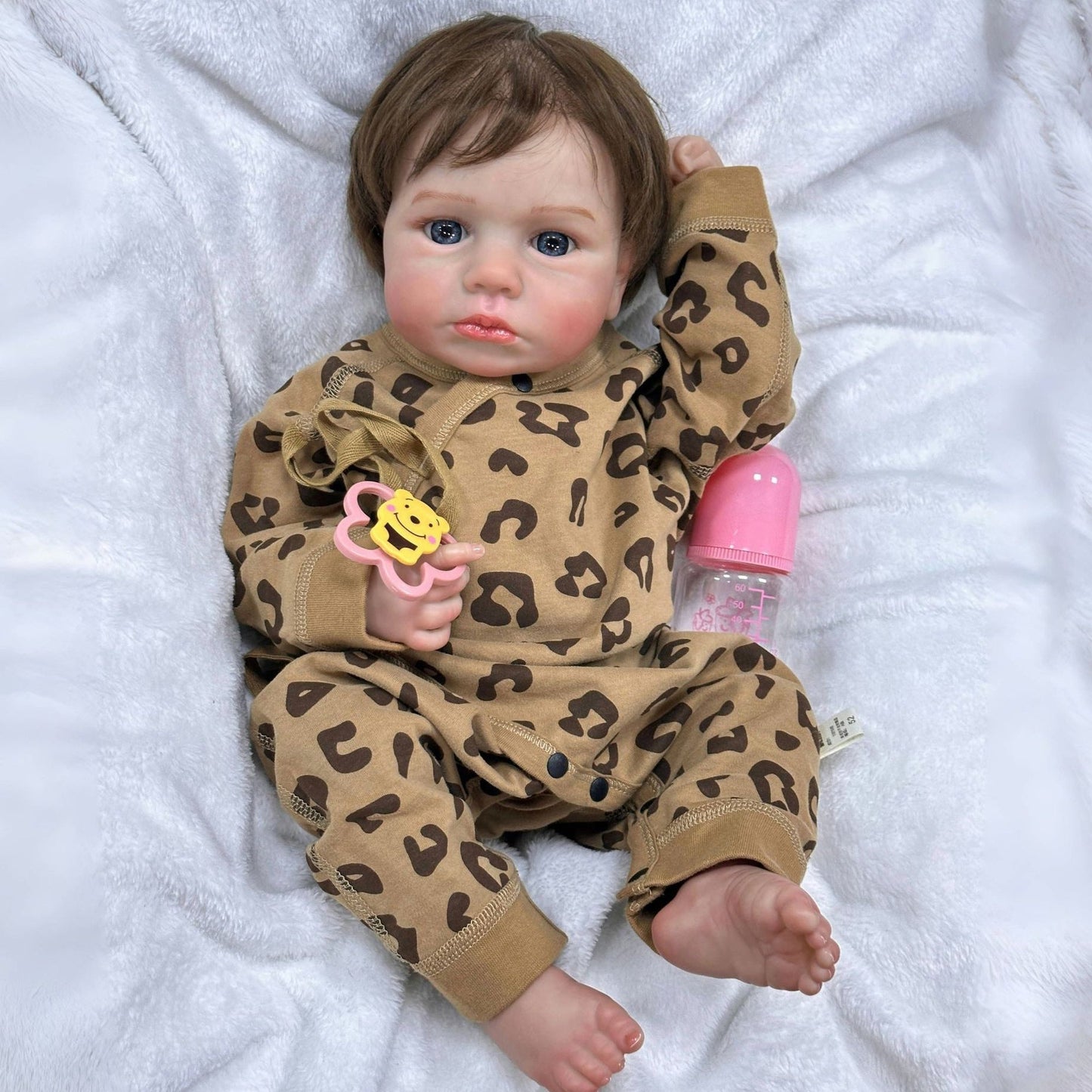 20 Zoll (ca. 50 cm) Reborn Puppe mit kurzen Haaren und offenen Augen Junge/Mädchen - Loulou