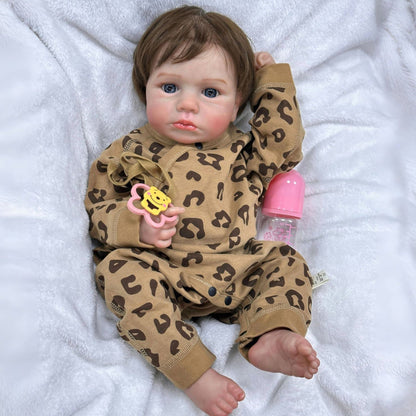 20 Zoll (ca. 50 cm) Reborn Puppe mit kurzen Haaren und offenen Augen Junge/Mädchen - Loulou