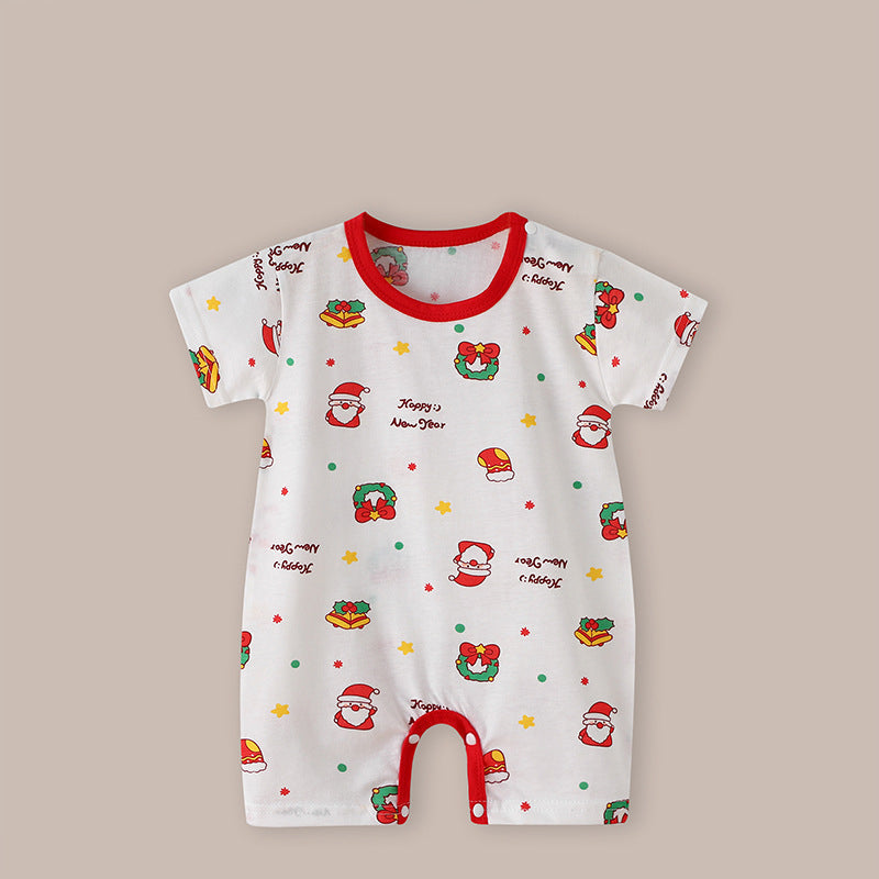 Weihnachtlicher kurzärmliger Strampler für 22-24 Zoll Reborn-Puppen
