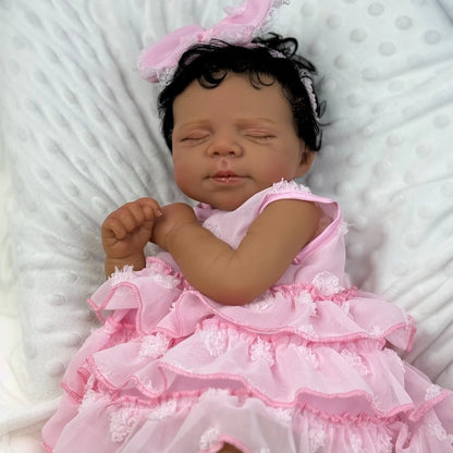 48cm realistische Ma geschlossene Augen dunkle Haut Reborn Babypuppe-Pascale