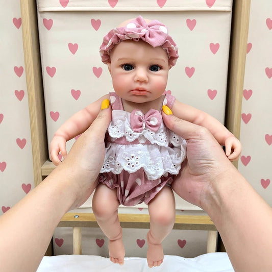30 cm lebensechte Silikon Reborn Puppe mit offenen Augen-Mädchen Loulou