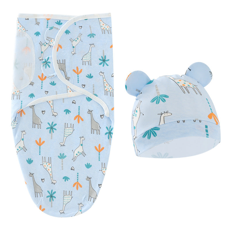 Giraffe Neugeborenen-Wickelschlafsack Fötusmütze 2-teiliges Set