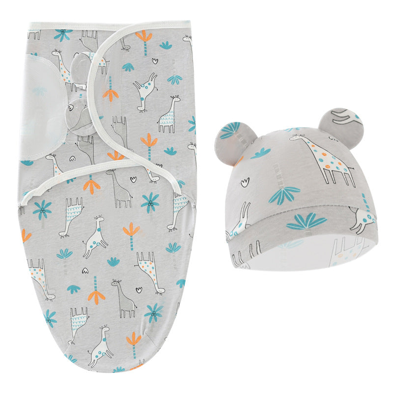 Giraffe Neugeborenen-Wickelschlafsack Fötusmütze 2-teiliges Set