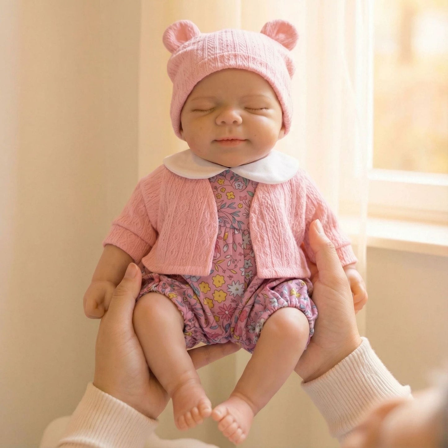 30cm Pascale Reborn Puppe aus Vollsilikon in rosa Kleidung