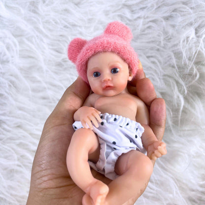 15 cm Mini-Reborn-Puppe Mädchen-Meer aus Vollsilikon mit blauen Augen