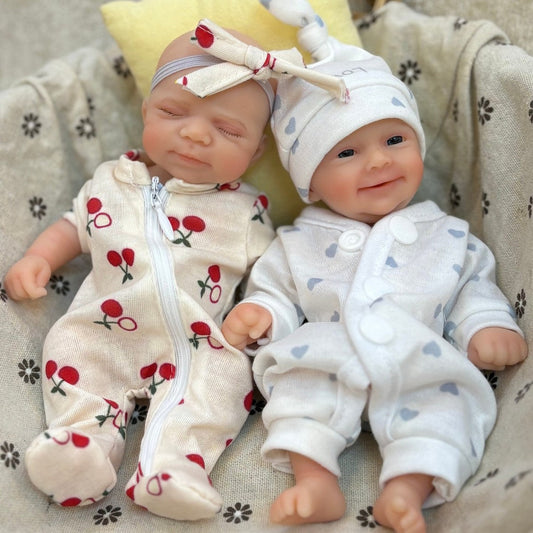 20cm Mini Reborn Zwillinge aus weichem Silikon - Pascale und Sebastian