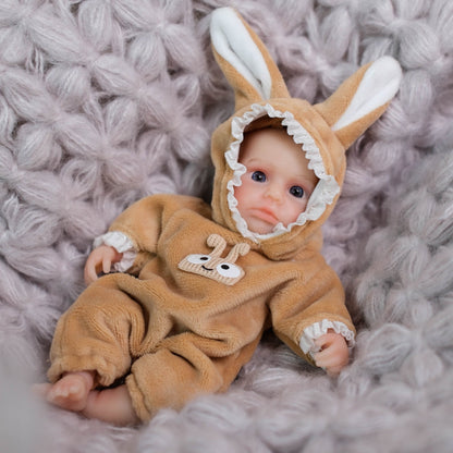 6 Zoll Mini-Silikon-Reborn-Puppe Mädchen Loulou mit offenen Augen