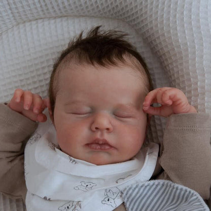 20 Zoll Reborn Puppe Junge mit geschlossenen Augen und braunen Haaren