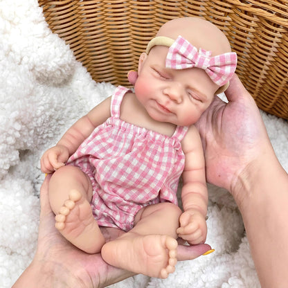 30cm lebensechte Reborn-Puppe Pascale aus Vollsilikon mit geschlossenen Augen