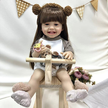 22 Zoll langes Haar lächelndes Reborn-Puppenmädchen - Yannik