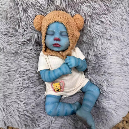 19 Zoll Reborn Puppe mit geschlossenen Augen Avatar Loulou mit braunem Hut
