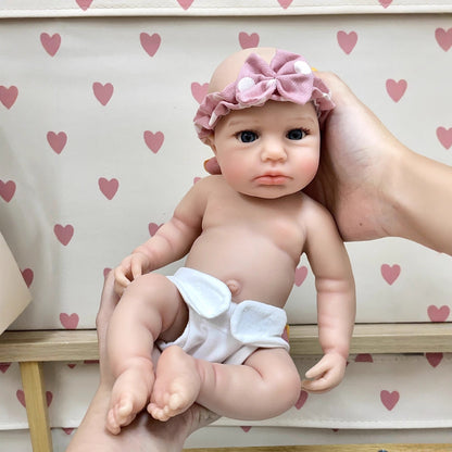 30 cm lebensechte Silikon Reborn Puppe mit offenen Augen-Mädchen Loulou