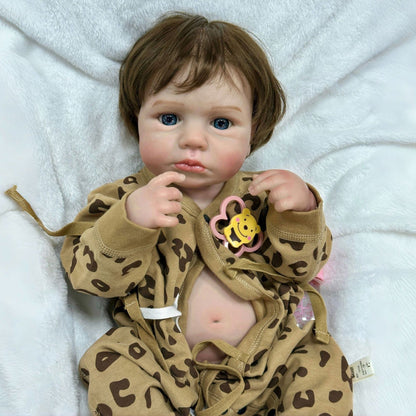 20 Zoll (ca. 50 cm) Reborn Puppe mit kurzen Haaren und offenen Augen Junge/Mädchen - Loulou