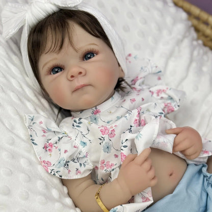 45cm lebensechtes Vinyl-Baby-Mädchen mit kurzen Haaren und blauen Augen – Bettie