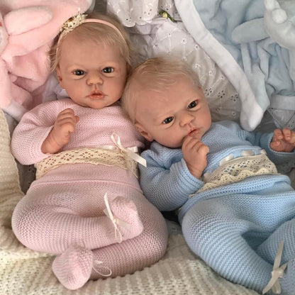 19 Zoll Reborn Zwillings puppen mit offenen Augen und kurzen blonden Haaren