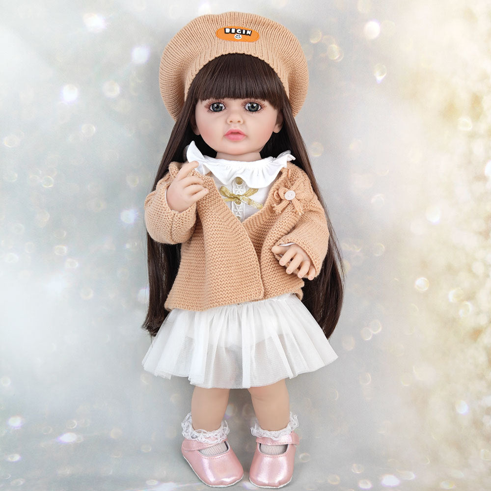 22 Zoll offene Augen lange Haare Reborn Baby Mädchen mit Pullover -Betty