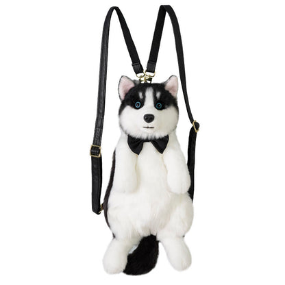 Entzückender handgemachter lebensechter Plüsch-Husky-Welpen-Rucksack