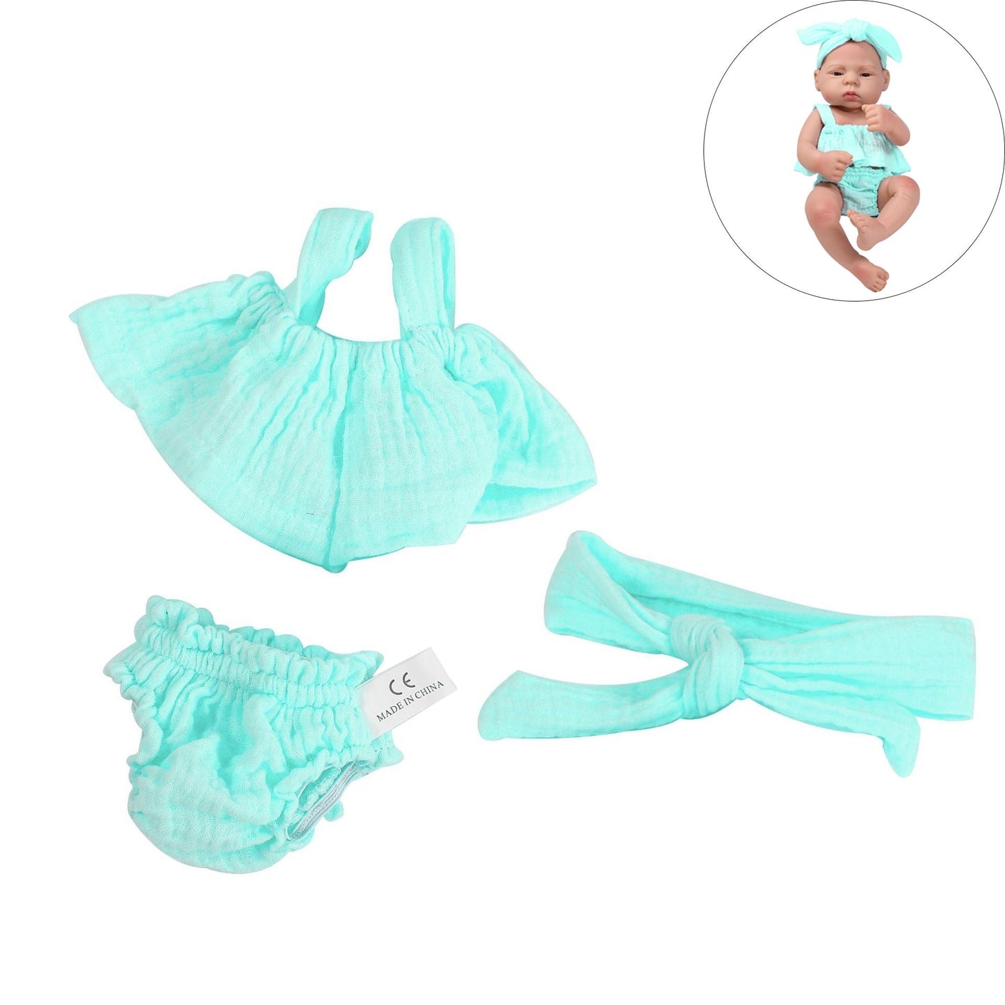 16-17 Zoll Reborn-Kleid 3-teiliges Set