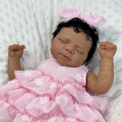 48cm realistische Ma geschlossene Augen dunkle Haut Reborn Babypuppe-Pascale