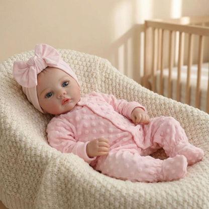 18 Zoll blauäugiges Reborn Babypuppen Mädchen in rosa Kleidung-Meadow