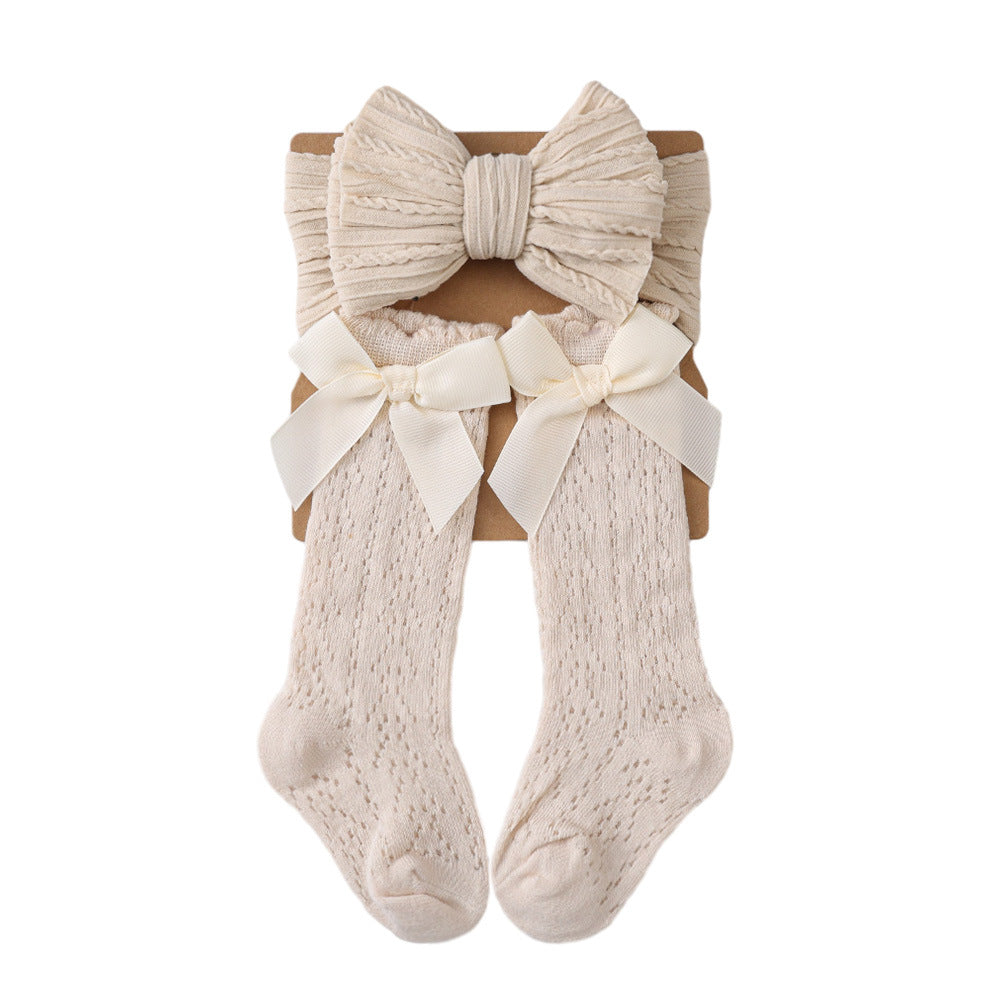 Schleifen-Haarreif und Socken 2-teiliges Set für 43-60cm Puppen