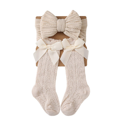 Schleifen-Haarreif und Socken 2-teiliges Set für 43-60cm Puppen