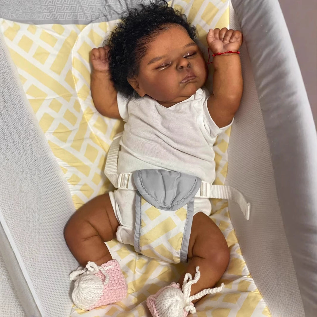 Jane 19 Zoll lebensechte geschlossene Augen dunkle Haut Reborn Puppe-Peaches