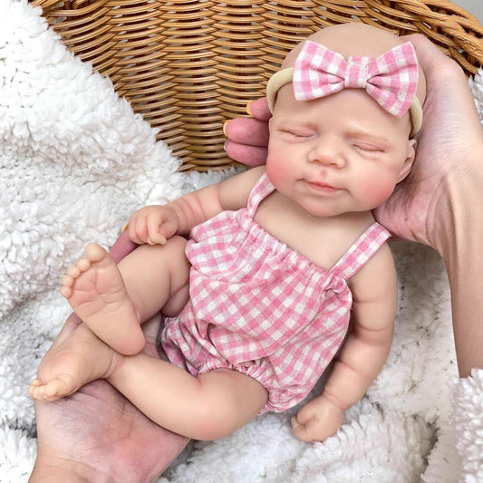 30cm lebensechte Reborn-Puppe Pascale aus Vollsilikon mit geschlossenen Augen