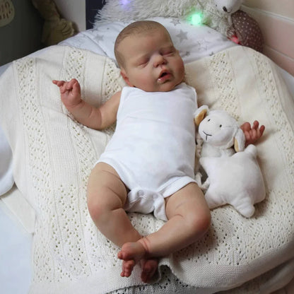 55 cm lebensechte Reborn-Puppe Alexis mit geschlossenen Augen