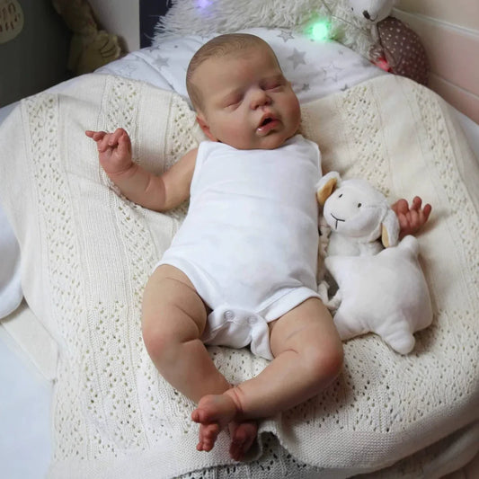 55 cm lebensechte Reborn-Puppe Alexis mit geschlossenen Augen