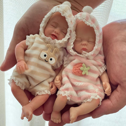6 zoll Geschlossen Augen Volle Silikon Mini Reborn Puppe Zwillinge Mädchen