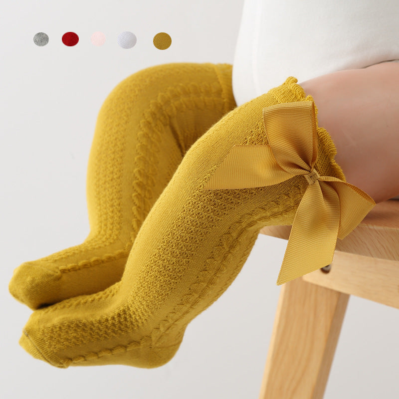 Knielange Kindersocken mit Schleife