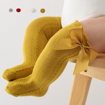 Knielange Kindersocken mit Schleife