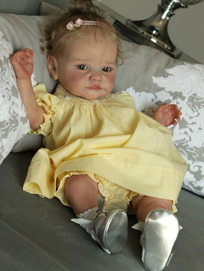 24 Zoll Darcy Augen auf lebensechte Reborn Puppe mit Haaren