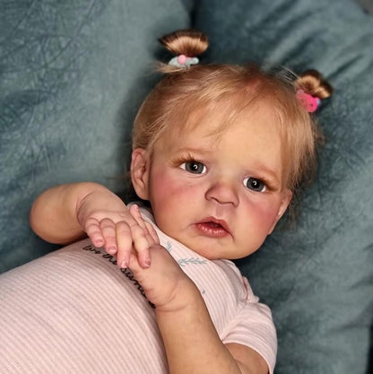 24 Zoll Reborn Puppen mit offenen Augen und blonden Haaren - Sandie
