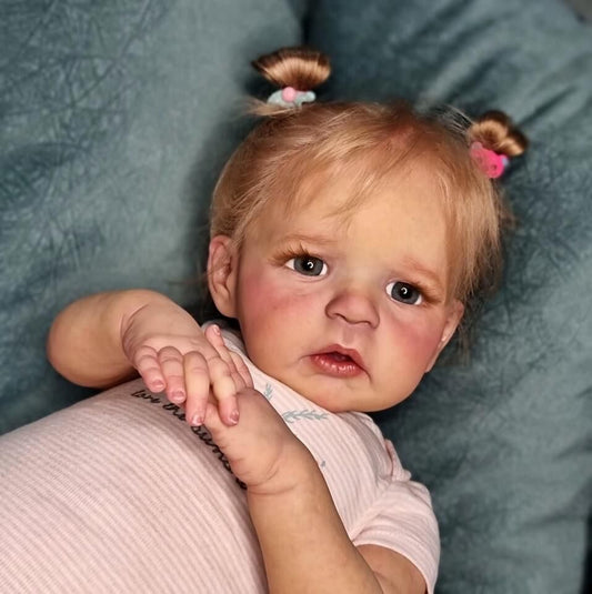 24 Zoll Reborn Puppen mit offenen Augen und blonden Haaren - Sandie