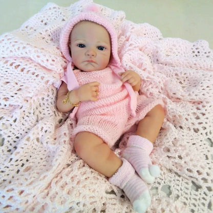 Maria 19 Zoll weiche Reborn-Puppe im rosa Strick-Bodysuit - August Awake