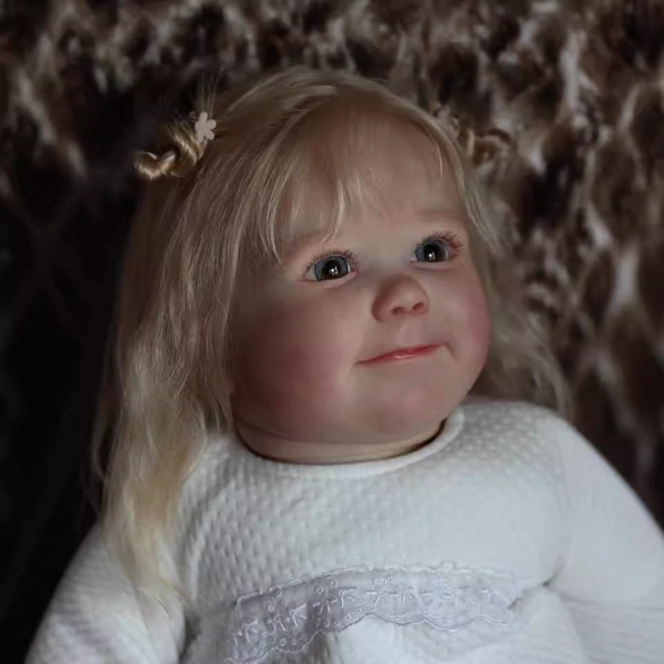 Leila 60 cm offene Augen blondes Haar Reborn Puppe - June Awake