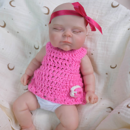 30 cm weiches Vollsilikon-Reborn-Babymädchen mit geschlossenen Augen Pfirsichfarben