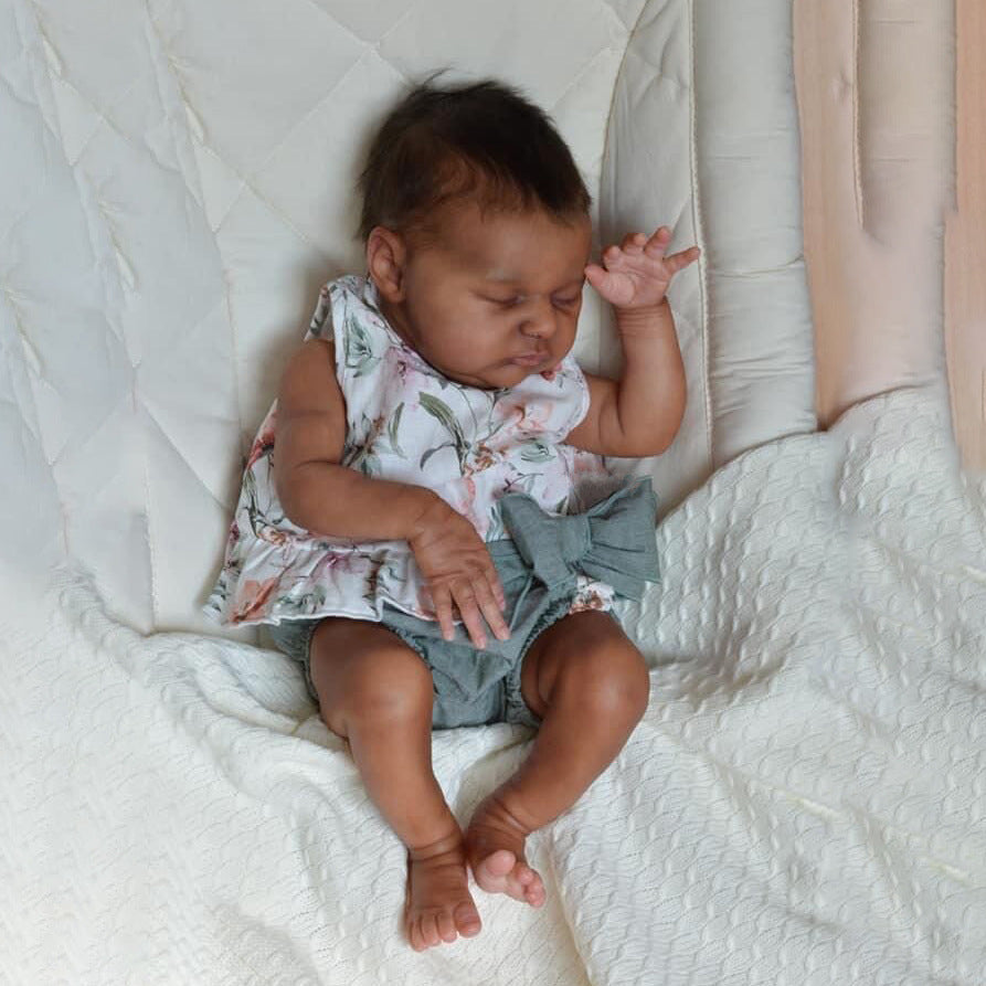 20 Zoll Eileen Geschlossene Augen Afroamerikanische Rebornpuppen-Laura